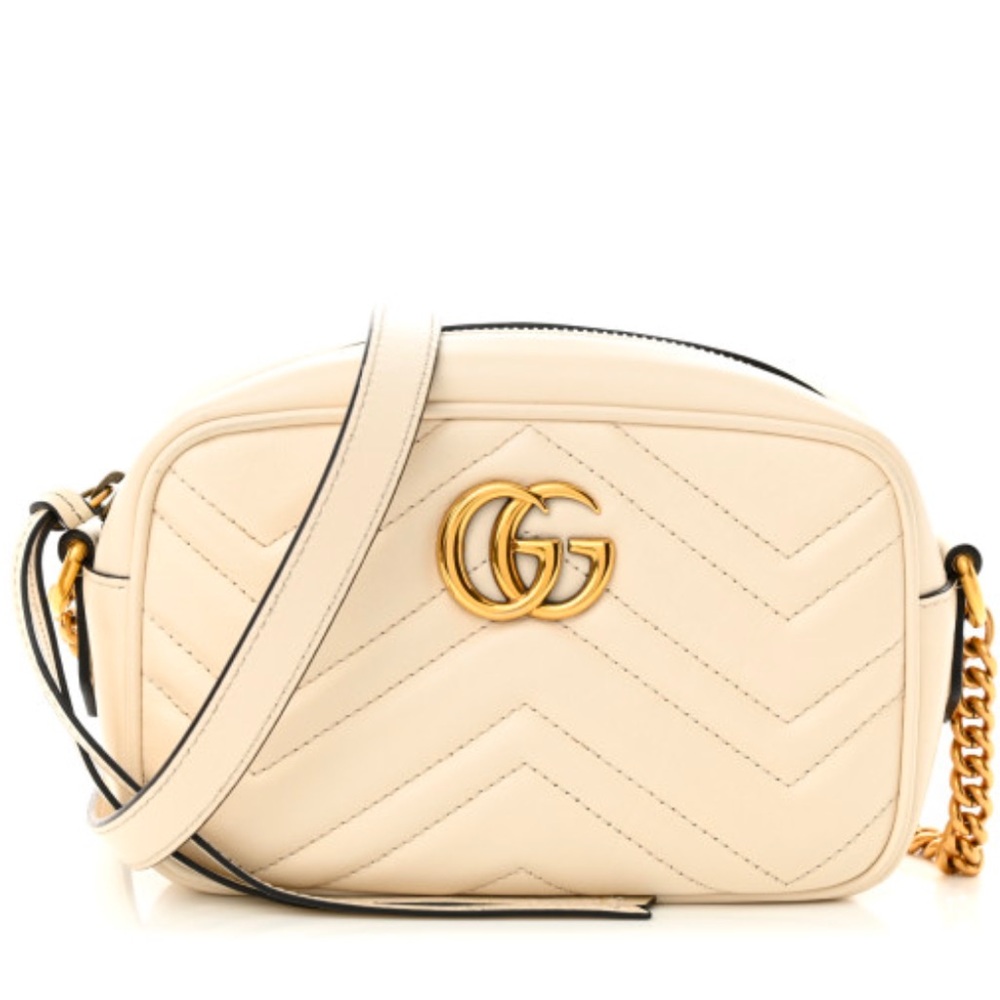 Gucci Mini GG Marmont Chain Shoulder Bag White